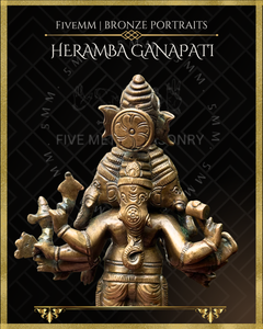 Heramba Ganapati Panchaloha Bronze Icon - 8" Standing