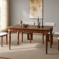 Premium Solid Wood 6 seater Dining Table with Turned Legs