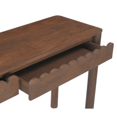 Indiana Scalloped Edge Solid Wood Console Table – Modern Minimalist Design