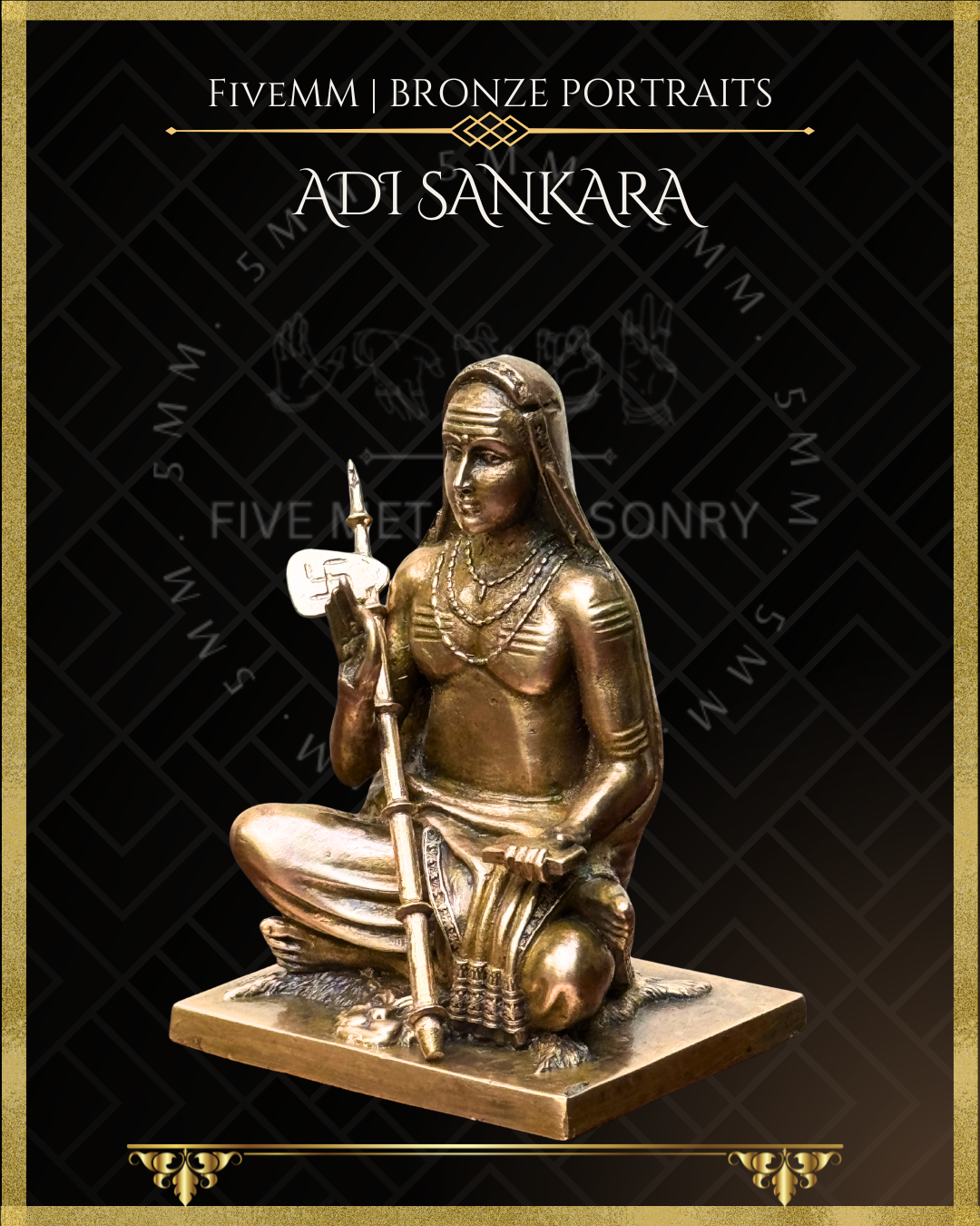 Adi Shankaracharya - 3" Panchaloha Bronze Icon