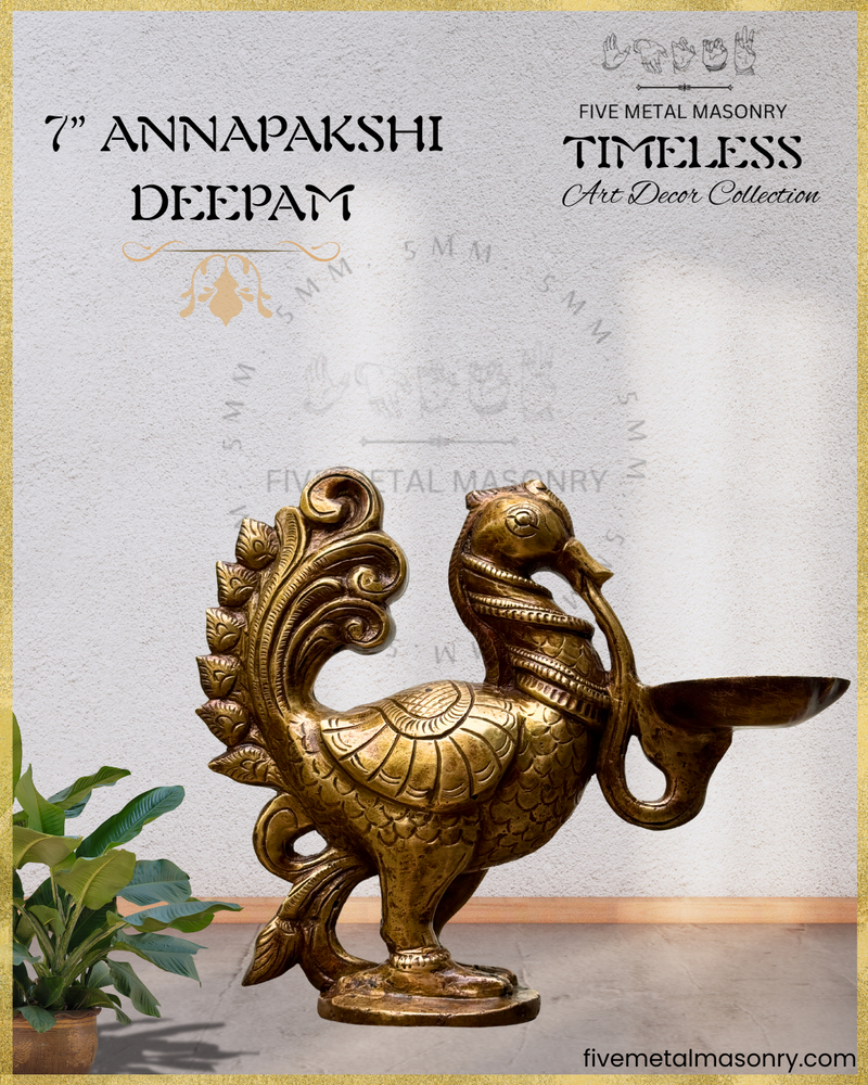 Hamsa/Annapakshi Deepam Panchaloha Bronze Icon - 7"- Timeless Collection