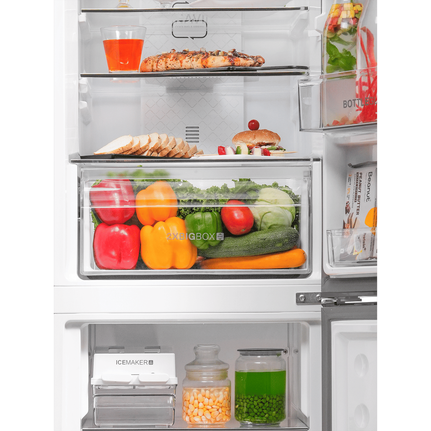 Haier 237 Litres 2 Star Frost Free Double Door Bottom Mount Convertible Refrigerator with Turbo Icing (HRB-2872IBMS-P, Moon Silver)