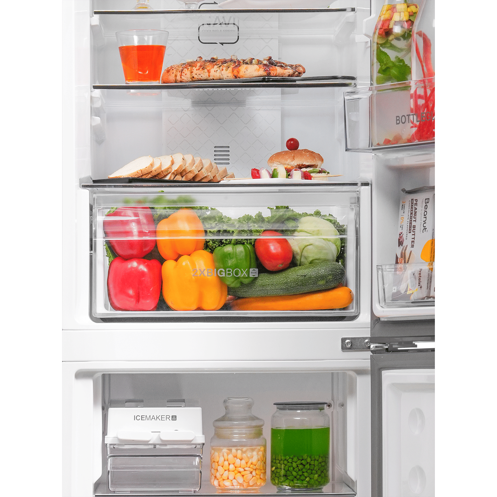 Haier 237 Litres 2 Star Frost Free Double Door Bottom Mount Convertible Refrigerator with Turbo Icing (HRB-2872IBMS-P, Moon Silver)