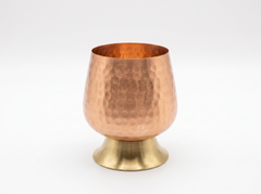 Handcrafted Hammered Copper Goblet with Brass Base