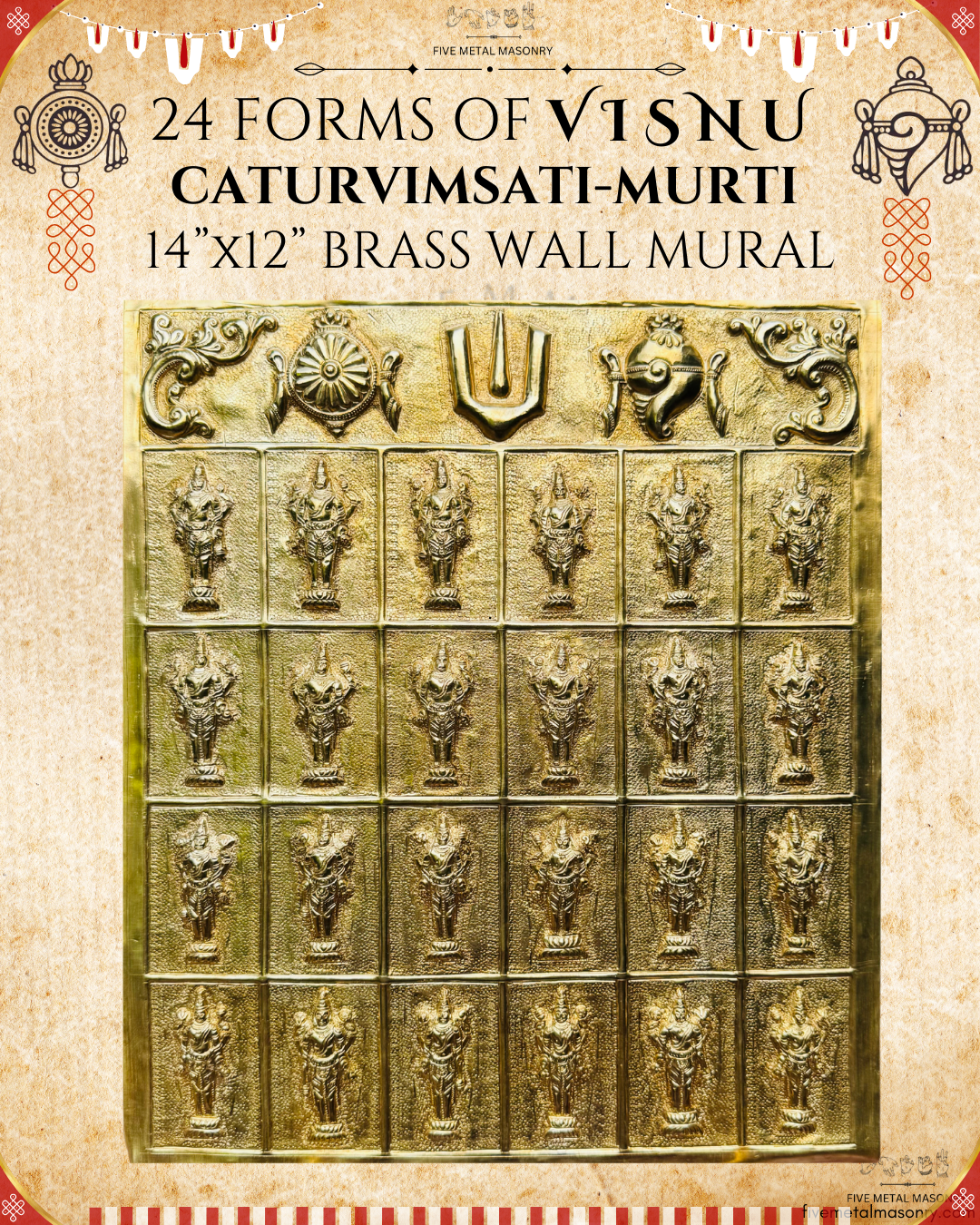 Caturvimsatimurti - 24 Forms of Visnu - 14" x 12”