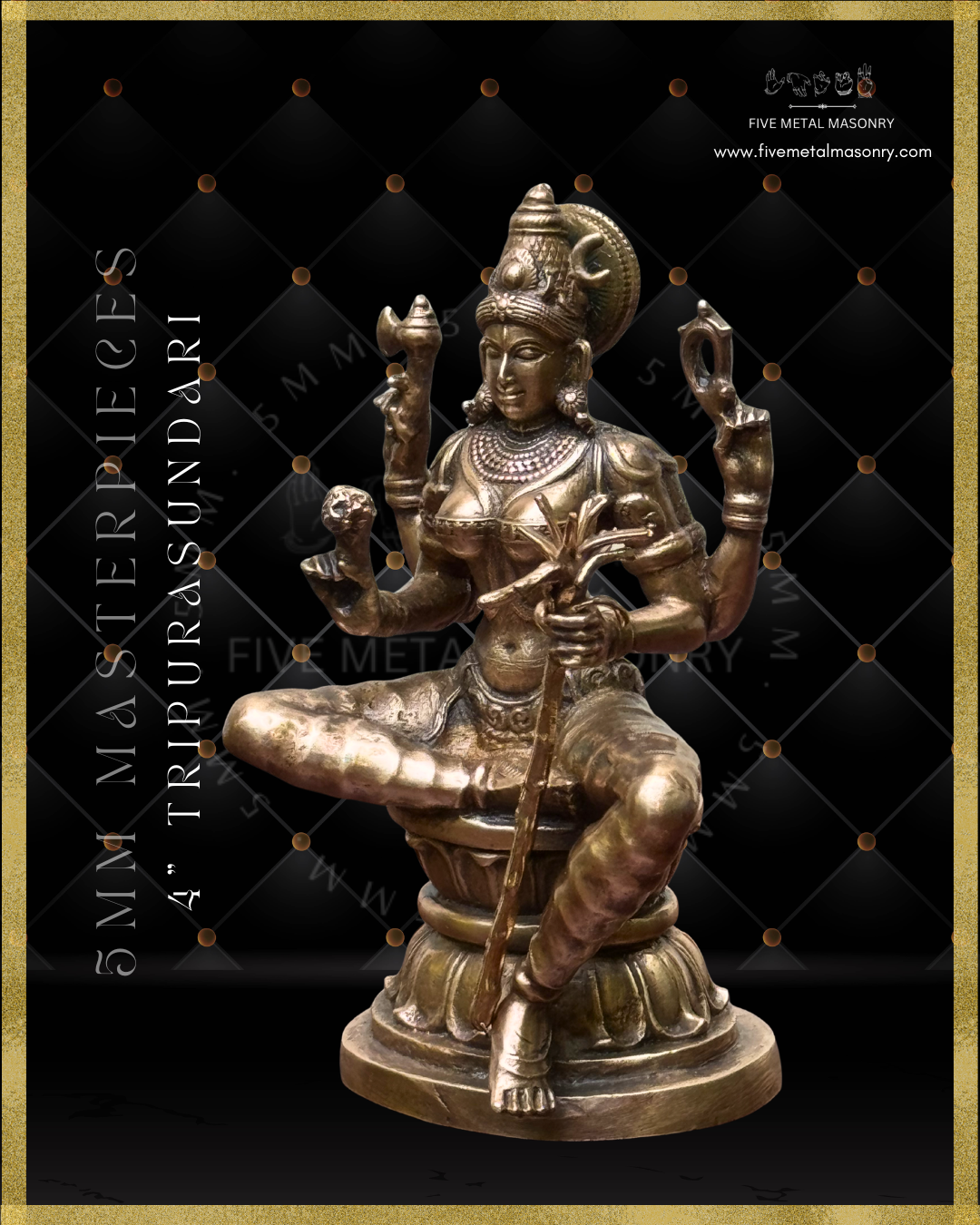 Lalitha-Tripurasundari  Panchaloha Bronze Icon - 4"-  Masterpieces Collection
