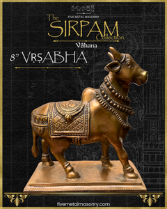 Vrsabha(Nandi) : Bull Panchaloha Bronze Icon - 8" - Sirpam Collection