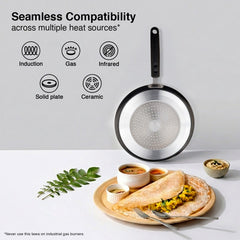 Prestige 3 Litre Stainless Steel Deluxe Alpha Svachh Outer Lid Mini Handi Pressure Cooker, Triply Base, Gas & Induction Compatible + Prestige Omega Deluxe Granite Non-stick Omni Tawa, 25 cm, Black