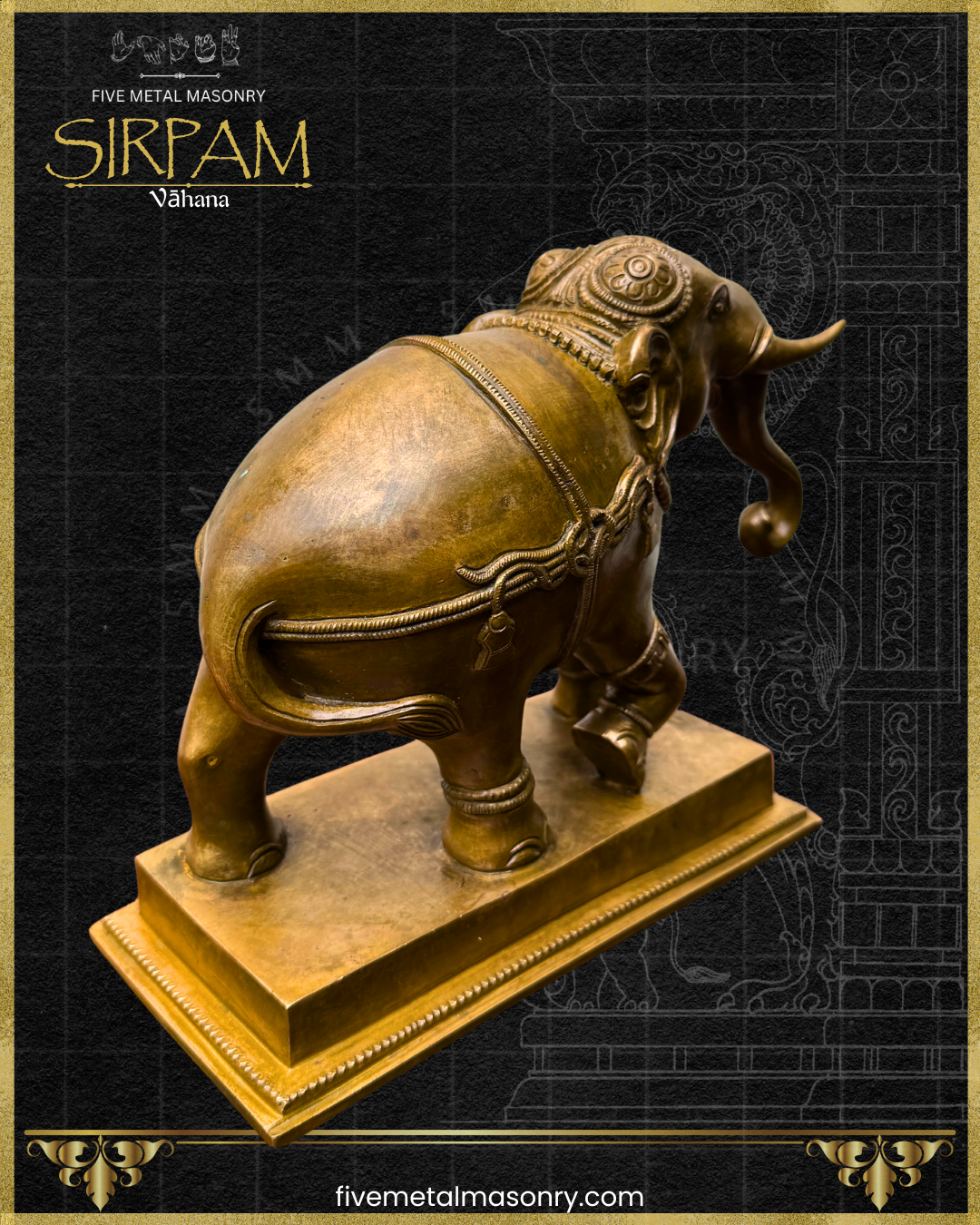 Gaja:Elephant Panchaloha Bronze Icon - 8" - Sirpam Collection