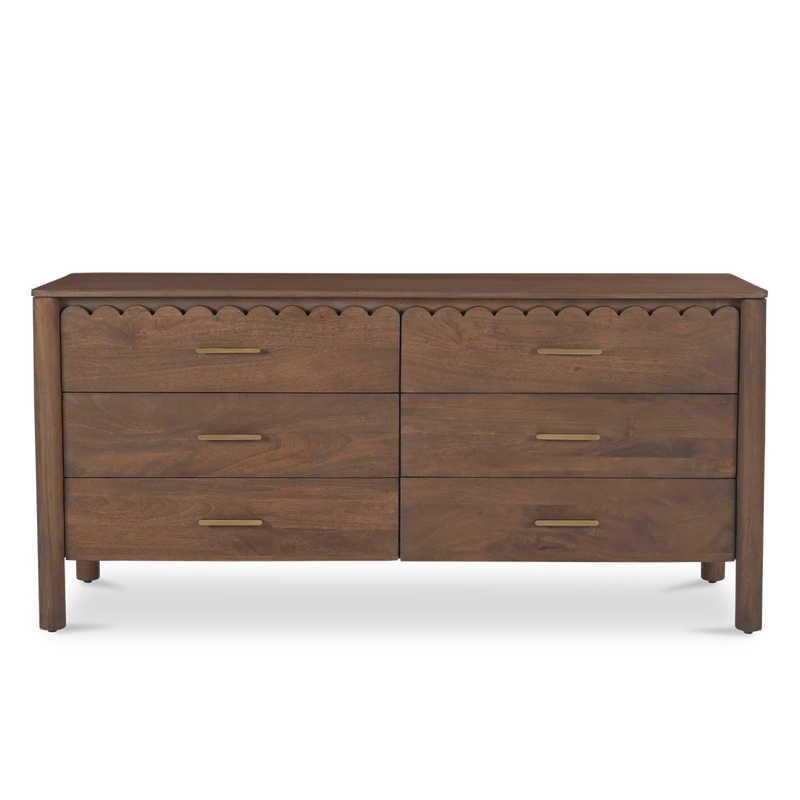 Indiana Scalloped Edge Solid Wood Dresser – Modern Storage Cabinet