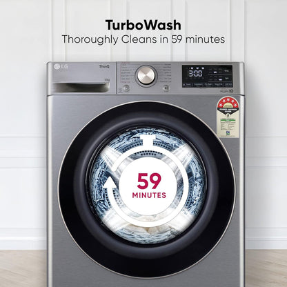 LG 10 kg 5 Star Fully Automatic Front Load Washing Machine (FHP1410Z7P.APSQEIL, Smart Diagnosis, Platinum Silver)