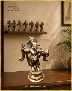 Musical Ganesha Set (7 icons)  - Panchaloha Bronze Icon - 5"- Timeless Collection
