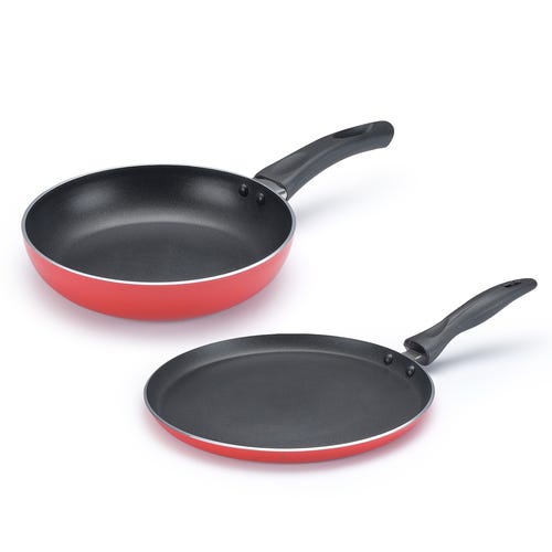 Judge by Prestige Ace Aluminium Non-Stick Cookware- Fry Pan Dia 20 cm- 1 Unit, Omni Tawa Dia 25 cm - 1 Unit