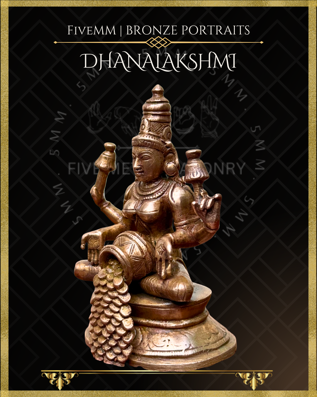 Dhana Lakshmi / Kubera Lakshmi Panchaloha Bronze Icon - 3.5"