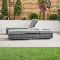 Arrigo Outdoor Swimming Poolside Lounger Set of 2 (Black + Grey)
