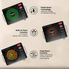 Prestige PIC 20.0 Induction Cooktop 1600 W with Push Buttons (Black) | Indian Menu Options