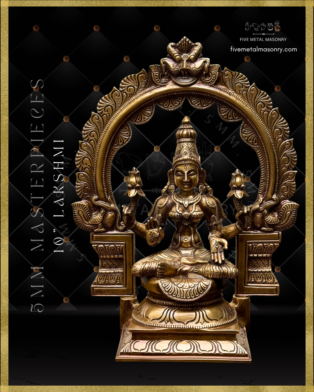 Lakshmi Panchaloha Bronze Icon - 10" with arch - Masterpieces Collection