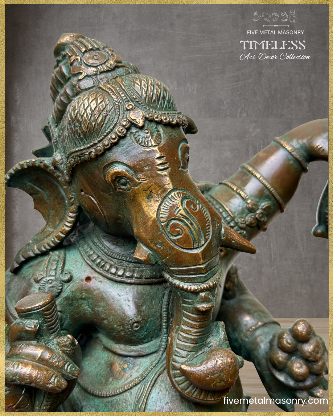 Dancing (Nrtta) Ganesha - Panchaloha Bronze Icon - 14"- Timeless Collection