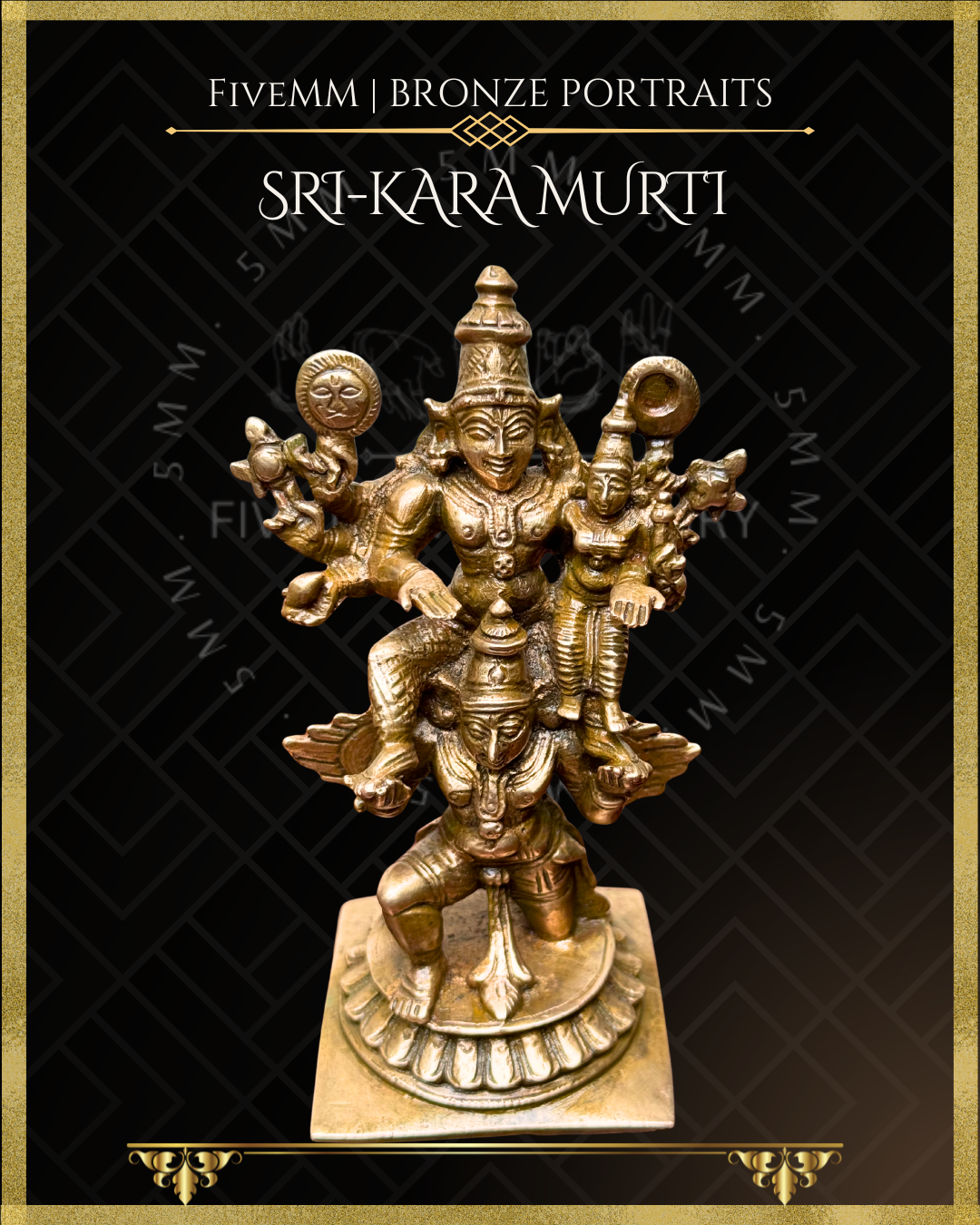 Vishnu with Lakshmi on Garuda Panchaloha Bronze Icon - 5"