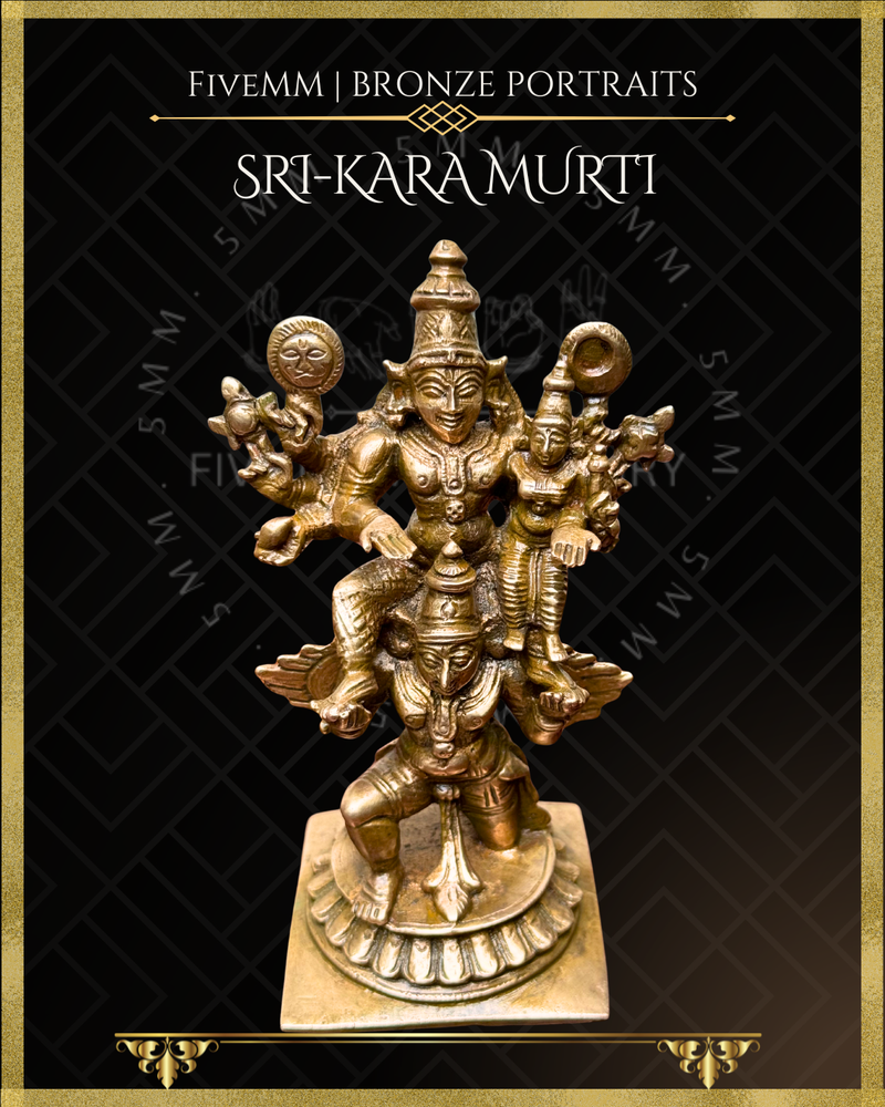 Vishnu with Lakshmi on Garuda Panchaloha Bronze Icon - 5"