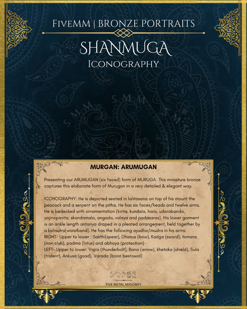 Shanmuga/Arumugan Panchaloha Bronze Icon - 4" - Polished finish