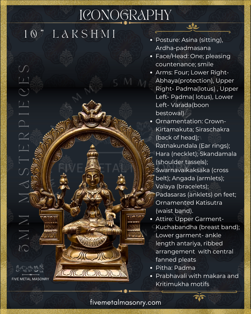 Lakshmi Panchaloha Bronze Icon - 10" with arch - Masterpieces Collection