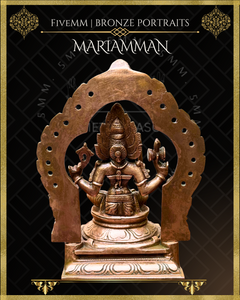 Mariamman Panchaloha Bronze Icon - 5.5" Seated with arch