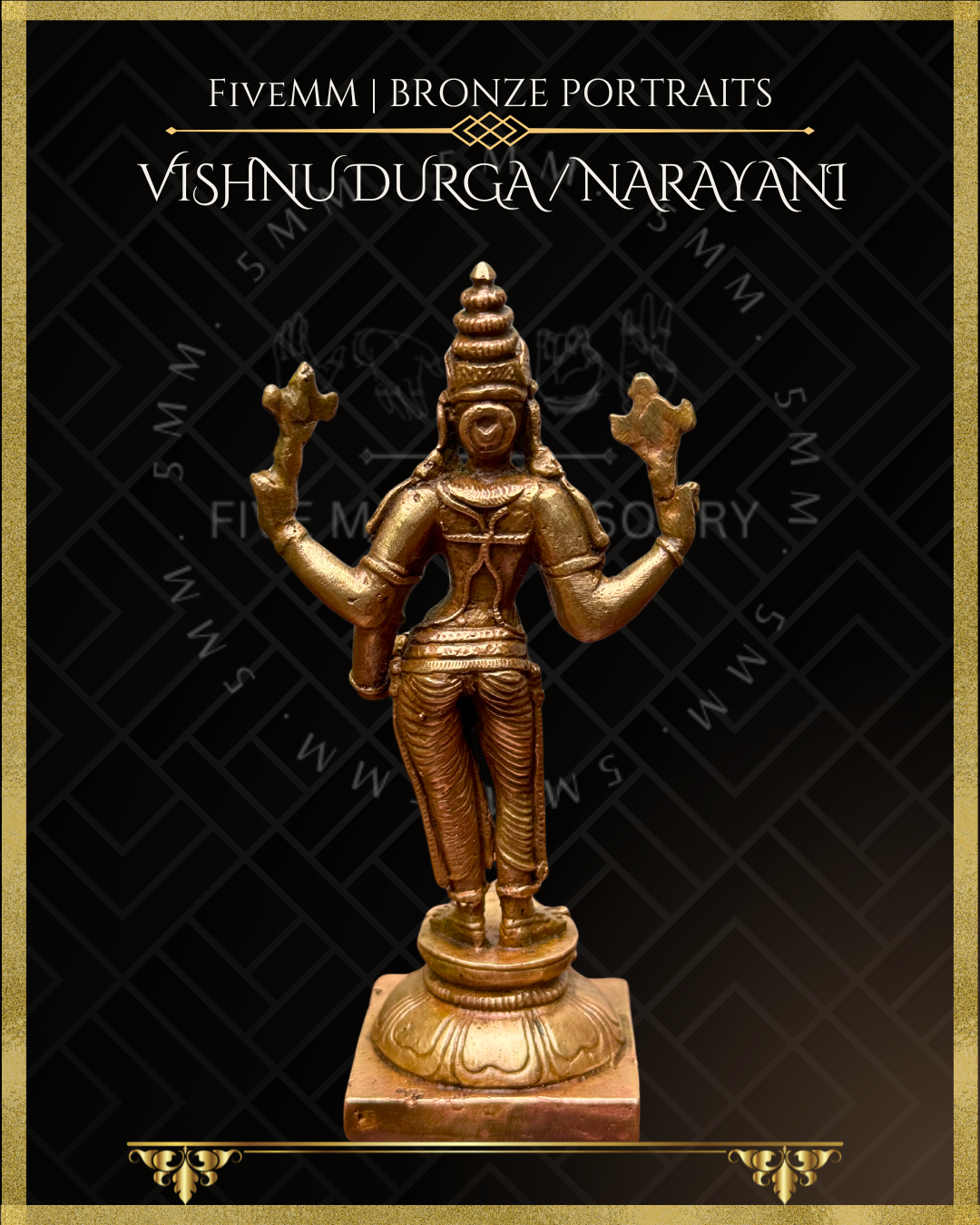Vishnu Durga/Narayani Panchaloha Bronze Icon - 4.5"