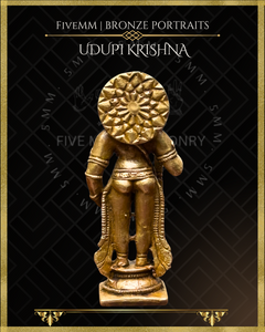 Udupi Krishna Panchaloha Bronze Icon - 3"- Antique finish