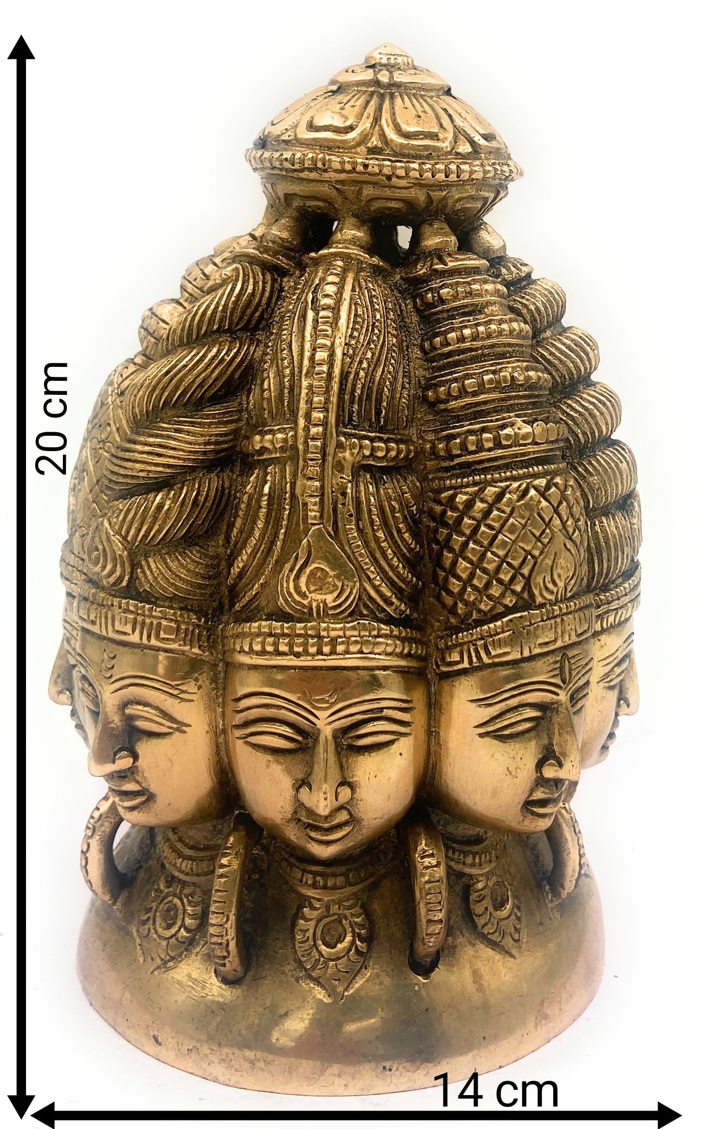 Bhunes Brass Multi Face Brahma Head |Lord Brahma Face | Brahma Face | Brahma Ji | Brass Brahma Statue,Gold, 8 Inch, 1 Piece