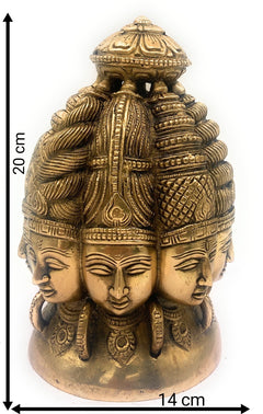 Bhunes Brass Multi Face Brahma Head |Lord Brahma Face | Brahma Face | Brahma Ji | Brass Brahma Statue,Gold, 8 Inch, 1 Piece