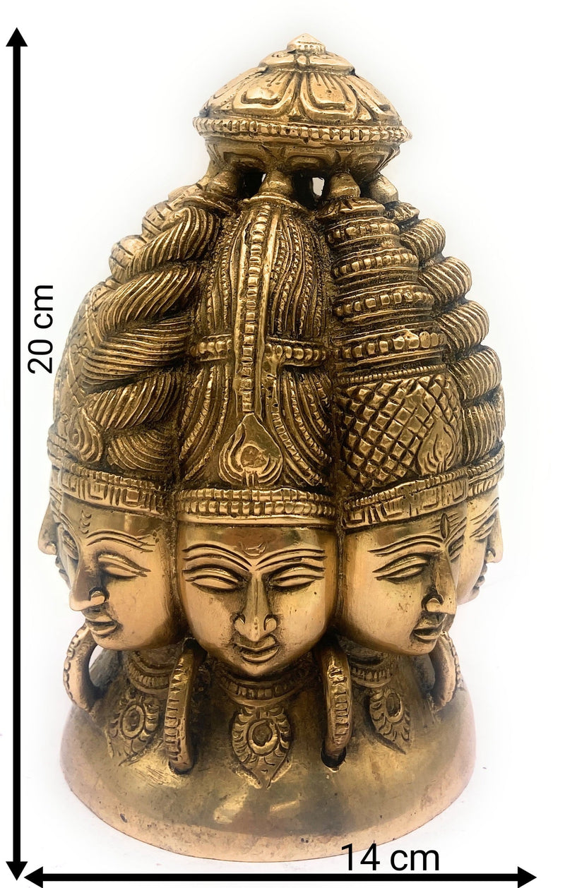 Bhunes Brass Multi Face Brahma Head |Lord Brahma Face | Brahma Face | Brahma Ji | Brass Brahma Statue,Gold, 8 Inch, 1 Piece