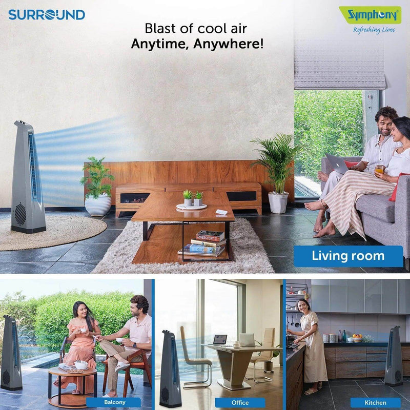 Surround Grey | Tower Fan | Knob Control | Bladeless Turbo ThrowTM (BLTT) Technology