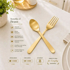 Brass Matt Fork & Spoon Set (7 Inch)
