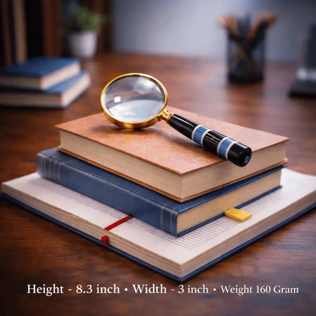Brass Magnifying Glass With Black Wooden Handle (7.8 Inch)