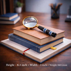 Brass Magnifying Glass With Black Wooden Handle (7.8 Inch)
