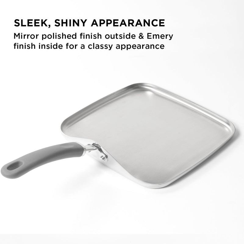 Meyer Trivantage Stainless Steel Triply Cookware Open Square Tawa, 27cm
