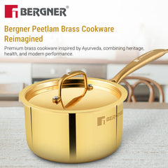 Bergner Peetlam Saucepan with Lid 16cm/1.6L, Traditional, Tin/Kalai Coated Brass