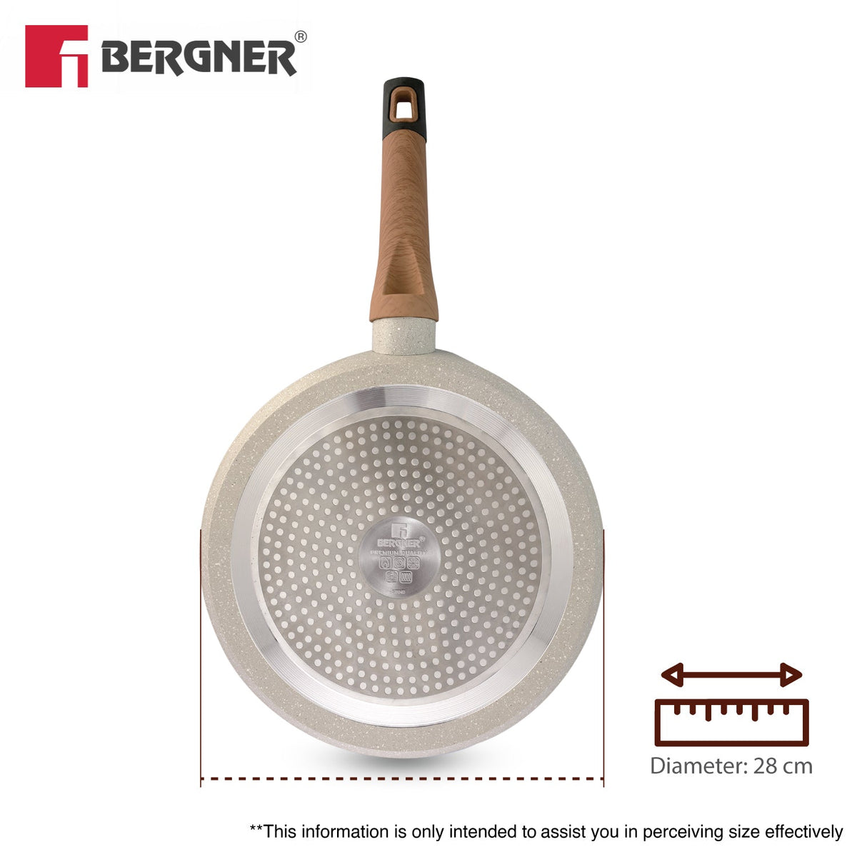 Bergner Ivory Granite Non-Stick 28cm Dosa Tawa, Forged Aluminium