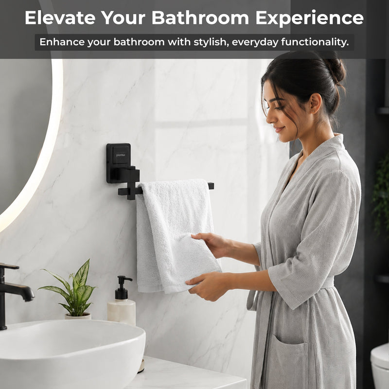 Plantex 304 Grade Stainless Steel Napkin Holder for Wash Basin/Hand Towel Holder for Bathroom/Towel Ring/Bathroom Accessories - Darcy (Black)-1