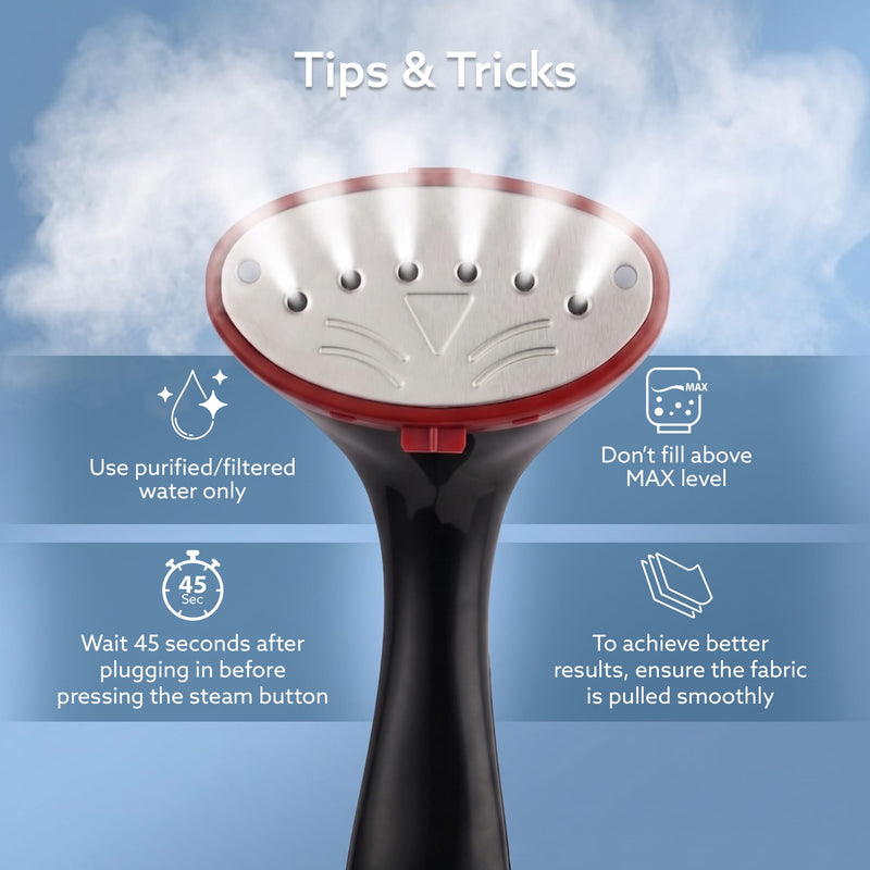AGARO Elite Garment Steamer - 1500W Steamer for Ironing Clothes - 25g/min, 3 Steam Modes, 100ml Tank, Compact & Lightweight, Travel Friendly, For All Fabric-8