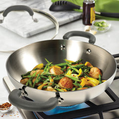 Meyer Trivantage Stainless Steel Triply Cookware 3pcs Set (26cm Frypan + Kadai/Wok with Interchangeable Glass Lid)