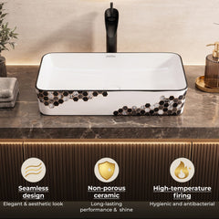 Plantex Ceramic Basin For Bathroom/Table Top Basin/Counter Top Basin For Restaurant/Hotel (24 X 14 X 11 Inch), Silver-4