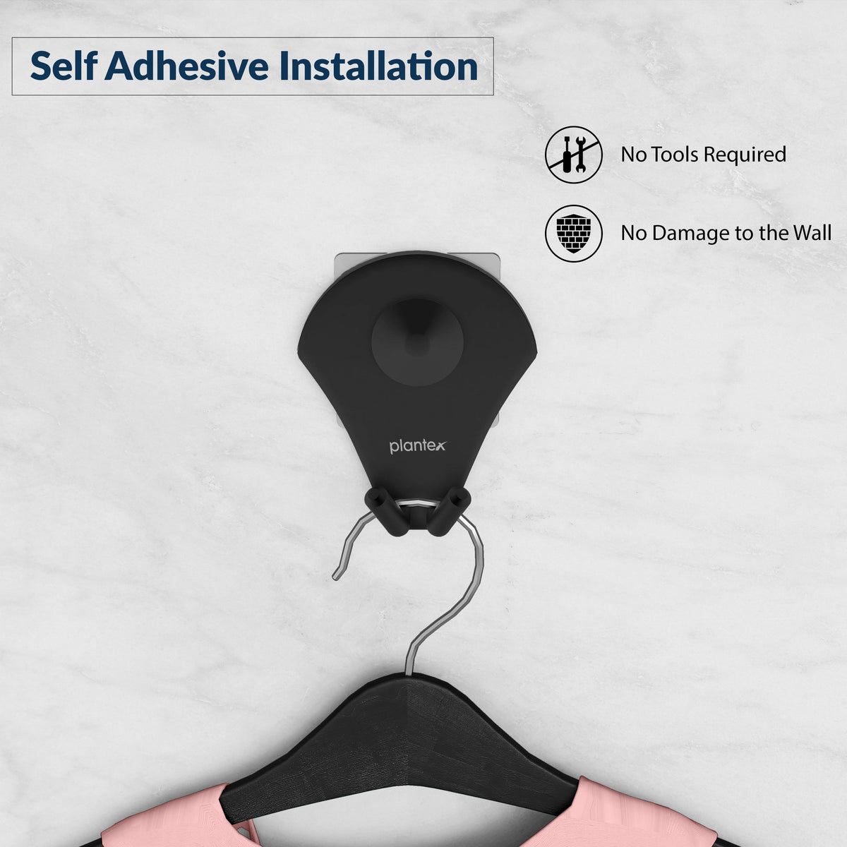 Plantex Royal Stainless Steel Robe Hook for Bathroom/Cloth-Towel Hanger/Napkin Hanger/Bathroom Accessories (Black, Powder Coated)-4