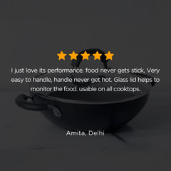 Circulon Origins Non-Stick + Hard Anodized 4-Piece Cookware Set(26cm Kadai + 30cm Kadai) with Glass Lids