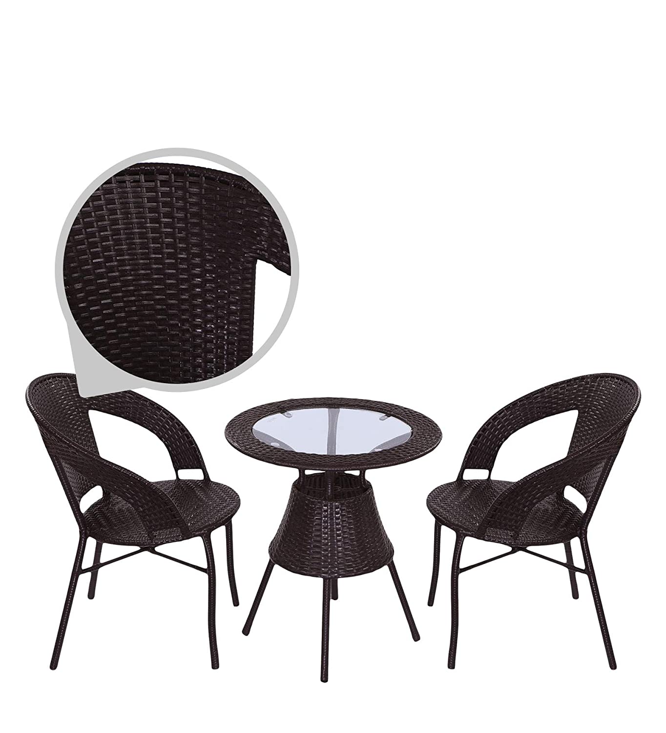 Gem Outdoor Patio Seating Set 2 Chairs and 1 Table Set (Brown)