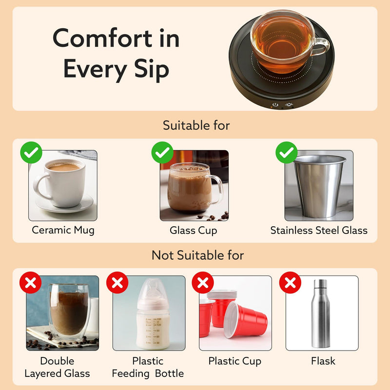 AGARO Regal Coffee Mug Warmer – Cup Heater for Coffee-Tea, Milk & Hot Drinks, Portable Electric Heating Pad with Constan
