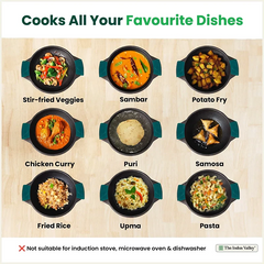 CASTrong Cast Iron Kadai, Flat Handle,Pre-seasoned, Nonstick, Premium Quality, Toxin-free, 2.5 L/2.4 Kg/10 In