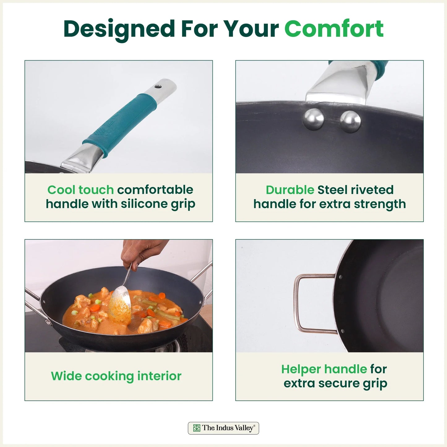 100% Pure Sheet Iron Cookware Set – Tawa, Fry Pan, Kadai with Silicone Handle, Pre-Seasoned, Induction & Gas Compatible + Free ₹400 Tadka Pan