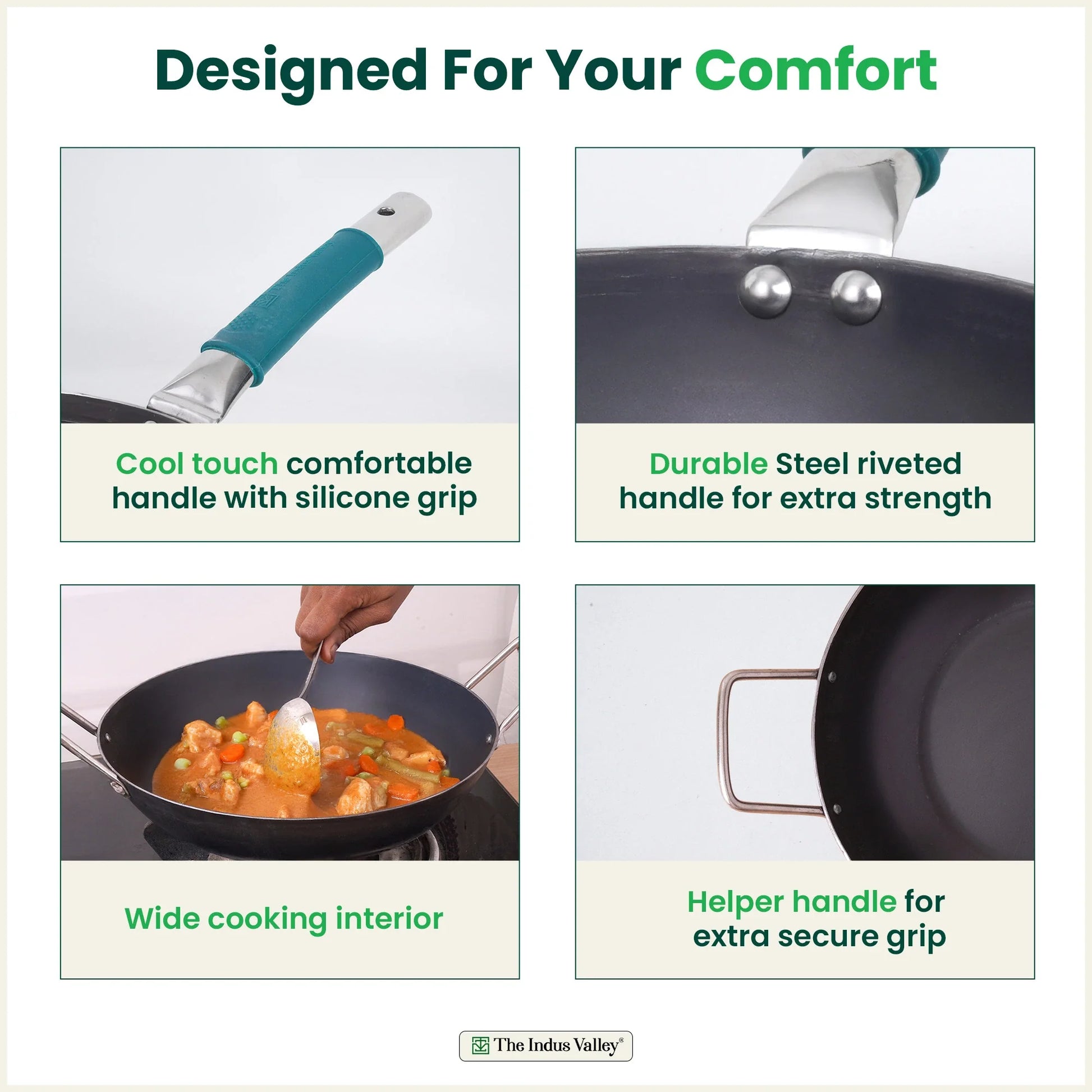 100% Pure Sheet Iron Cookware Set – Tawa, Fry Pan, Kadai with Silicone Handle, Pre-Seasoned, Induction & Gas Compatible + Free ₹400 Tadka Pan